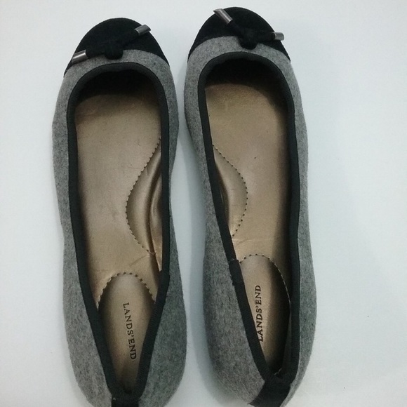 Lands End Black & grey felt flats w/ cute tassels! - Picture 3 of 3